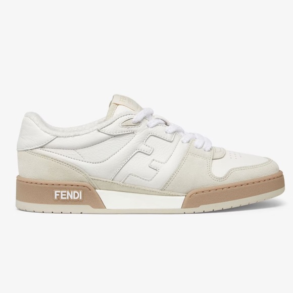 EUC Men’s Size 8 (Euro Sz 41) Fendi Match Low Top Suede Sneakers In White/Beige - Picture 3 of 17